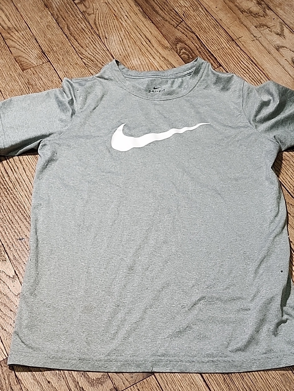 Nike Gray Long Sleeve Dri-FIT Tee with White Swoosh
